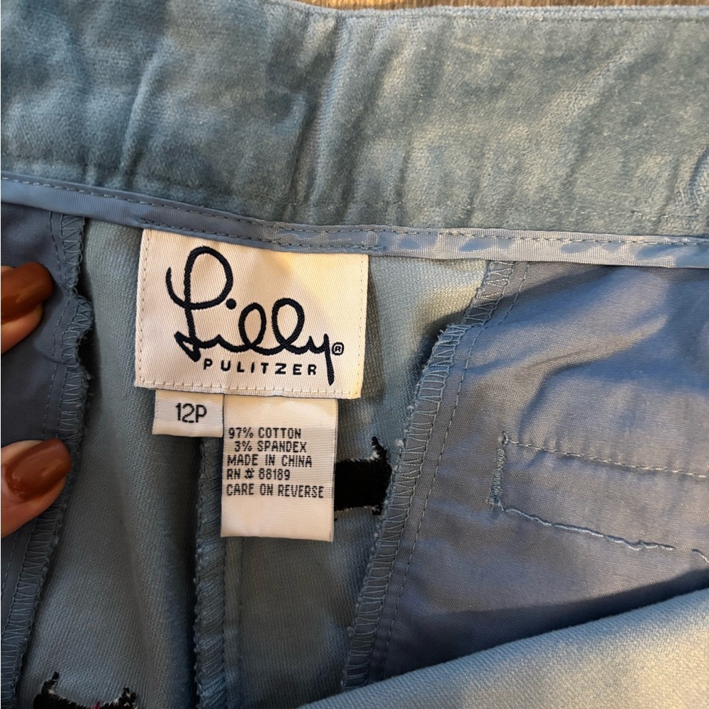 Lilly Pulitzer Blue Corduroy Pants with Scotty Dog Pattern Size 12P - Picture 3 of 4